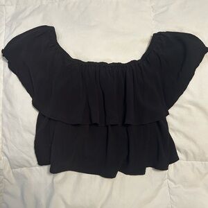 Forever 21 Black Ruffled Off-Shoulder Blouse